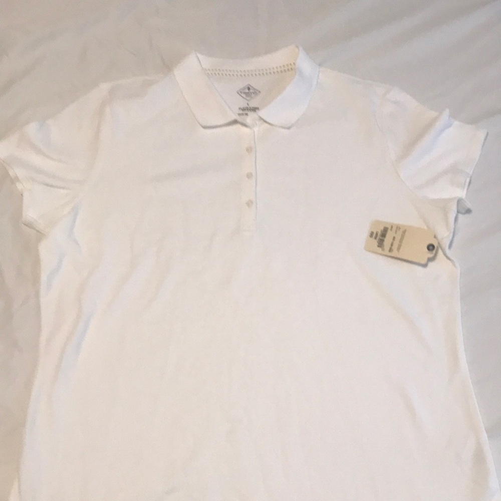White St John’s Bay Polo Shirt. Size Large